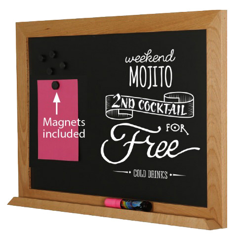 Magnethaftende Kreidetafel Holz Memo mit Stiftablage