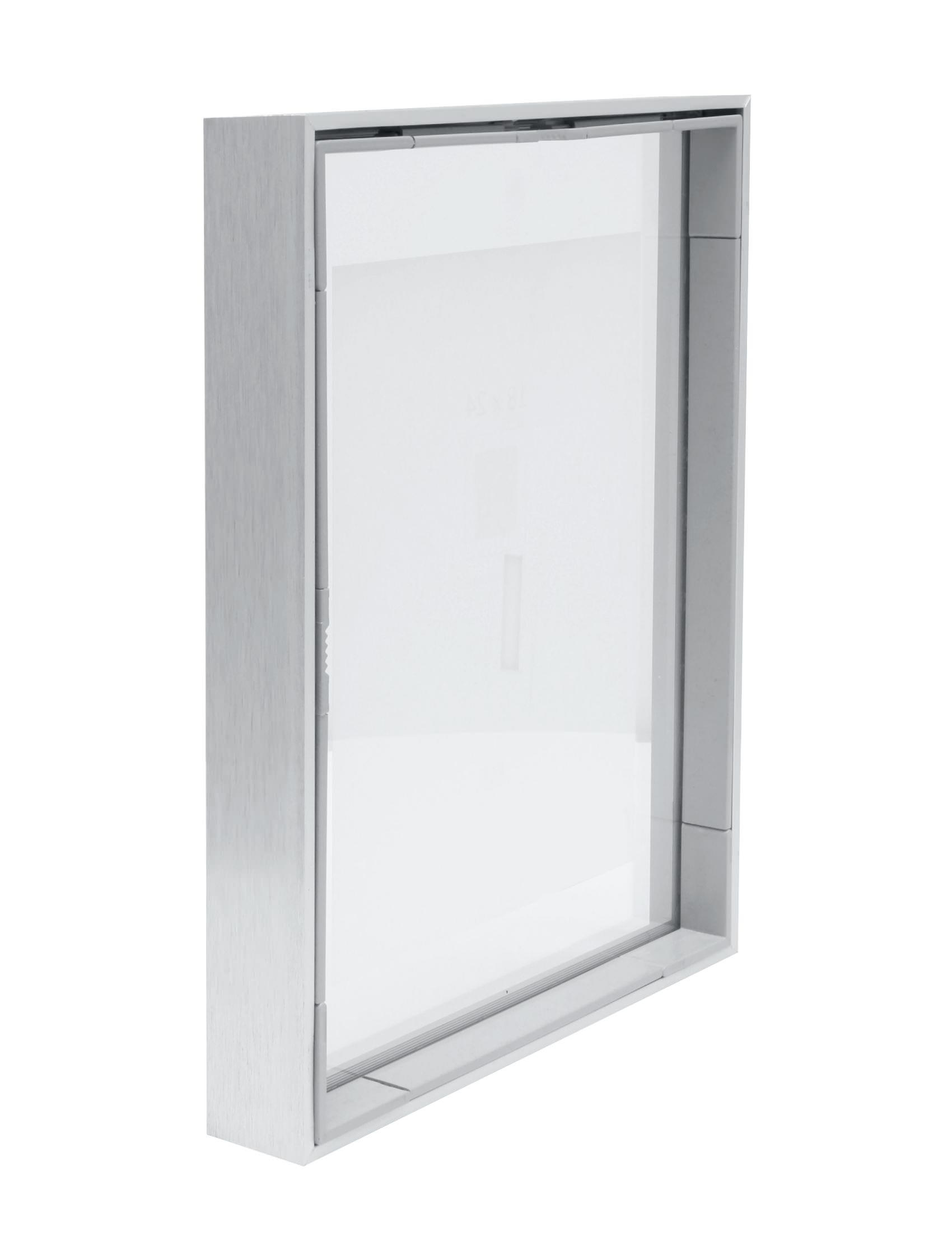 Glas Bilderrahmen mit Aluleiste - silber
