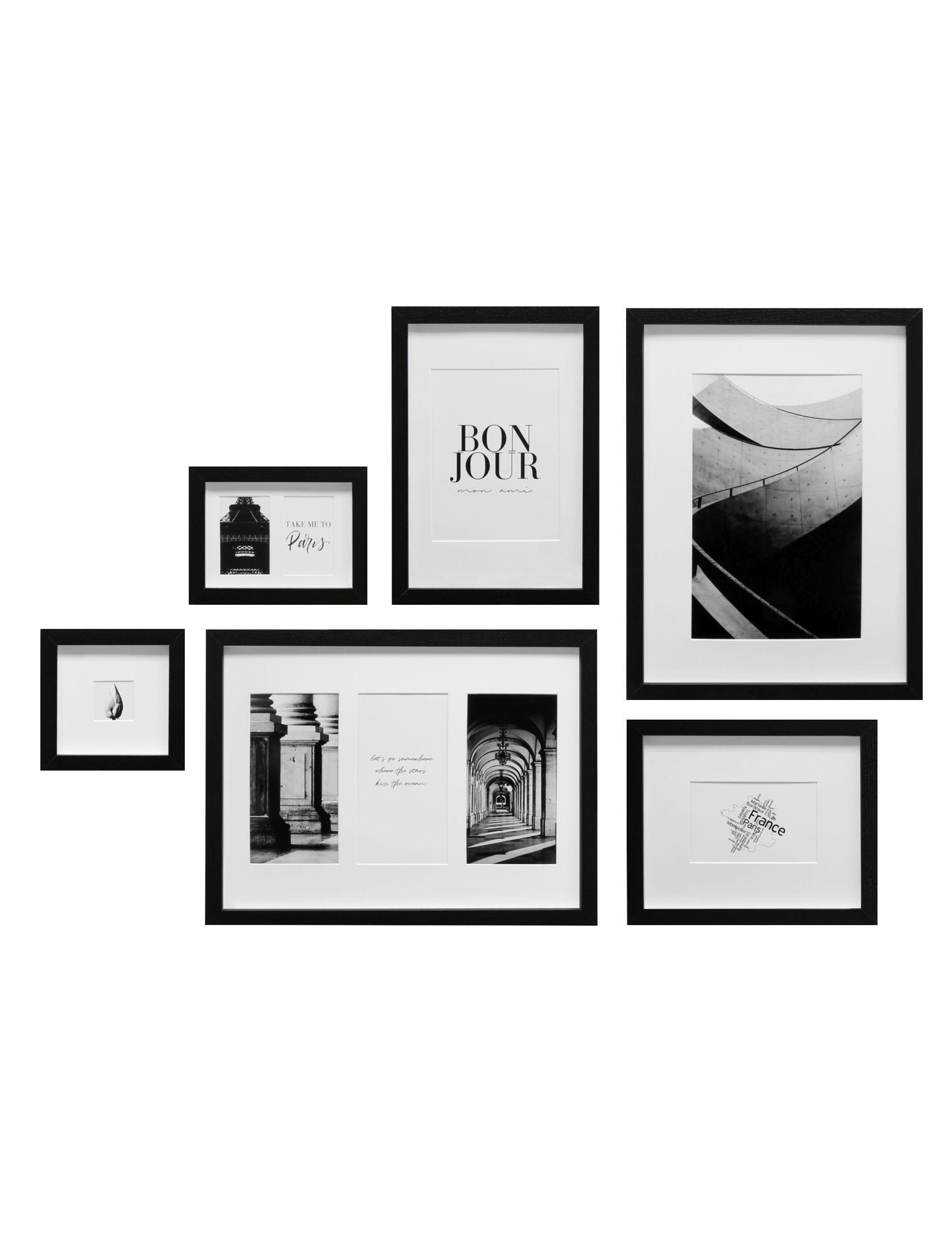 Bilderwand für 6 Bilder in schwarz