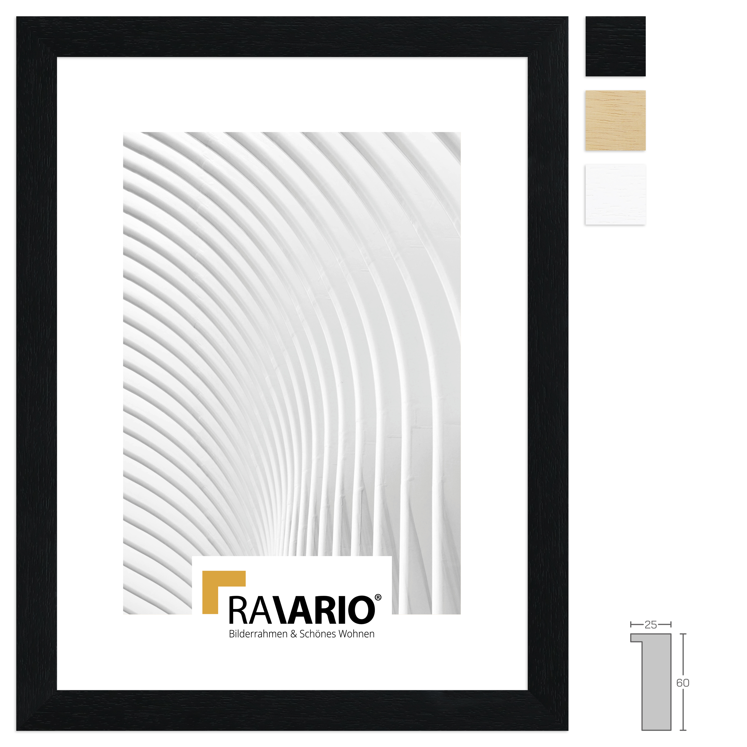 RAVARIO® Bilderrahmen RA-H980 Massivholz - Kastenprofil mit 55 mm Einlegetiefe