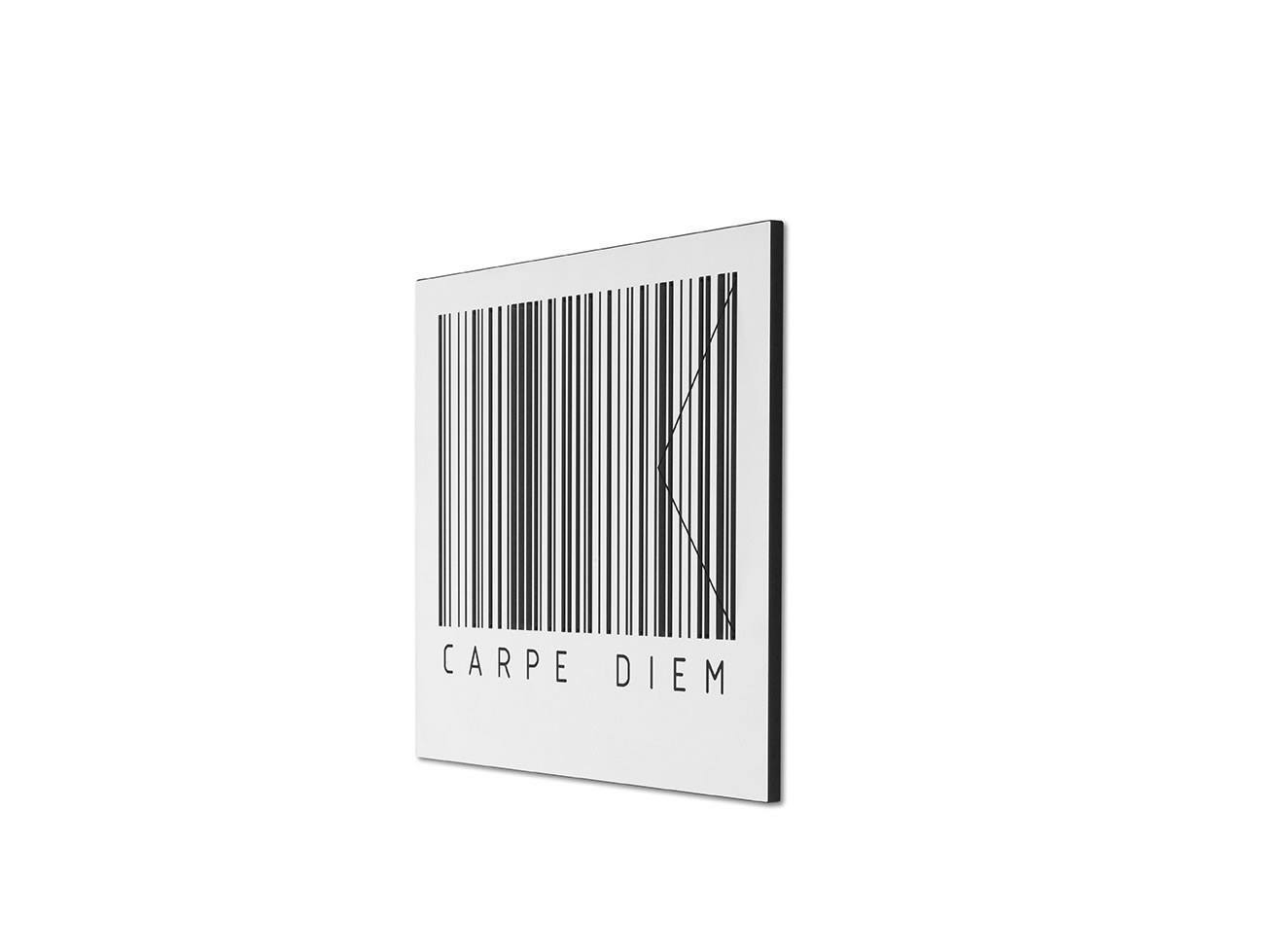 BARCODE Board - Klemmwand CARPE DIEM, MDF mit Rundgummis 50x50 cm