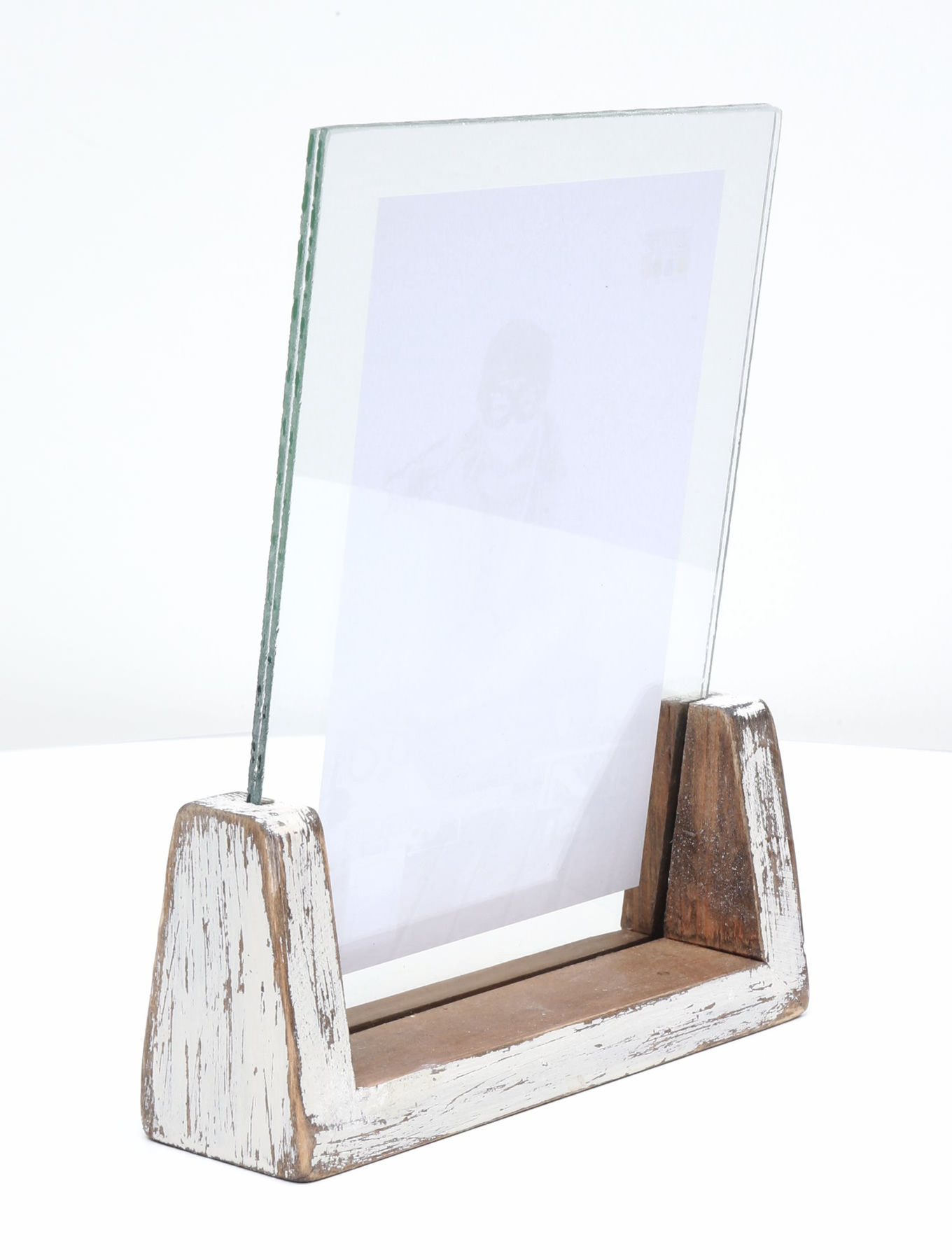 Holz Bildhalter weiss gemalt - hoch