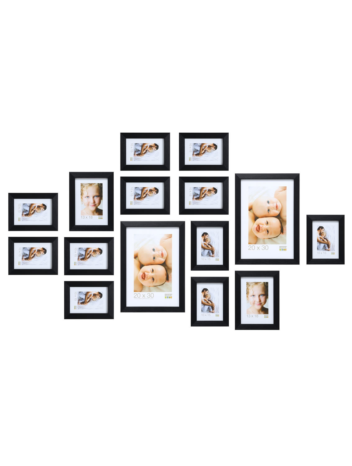 Bilderwand für 15 Bilder in schwarz