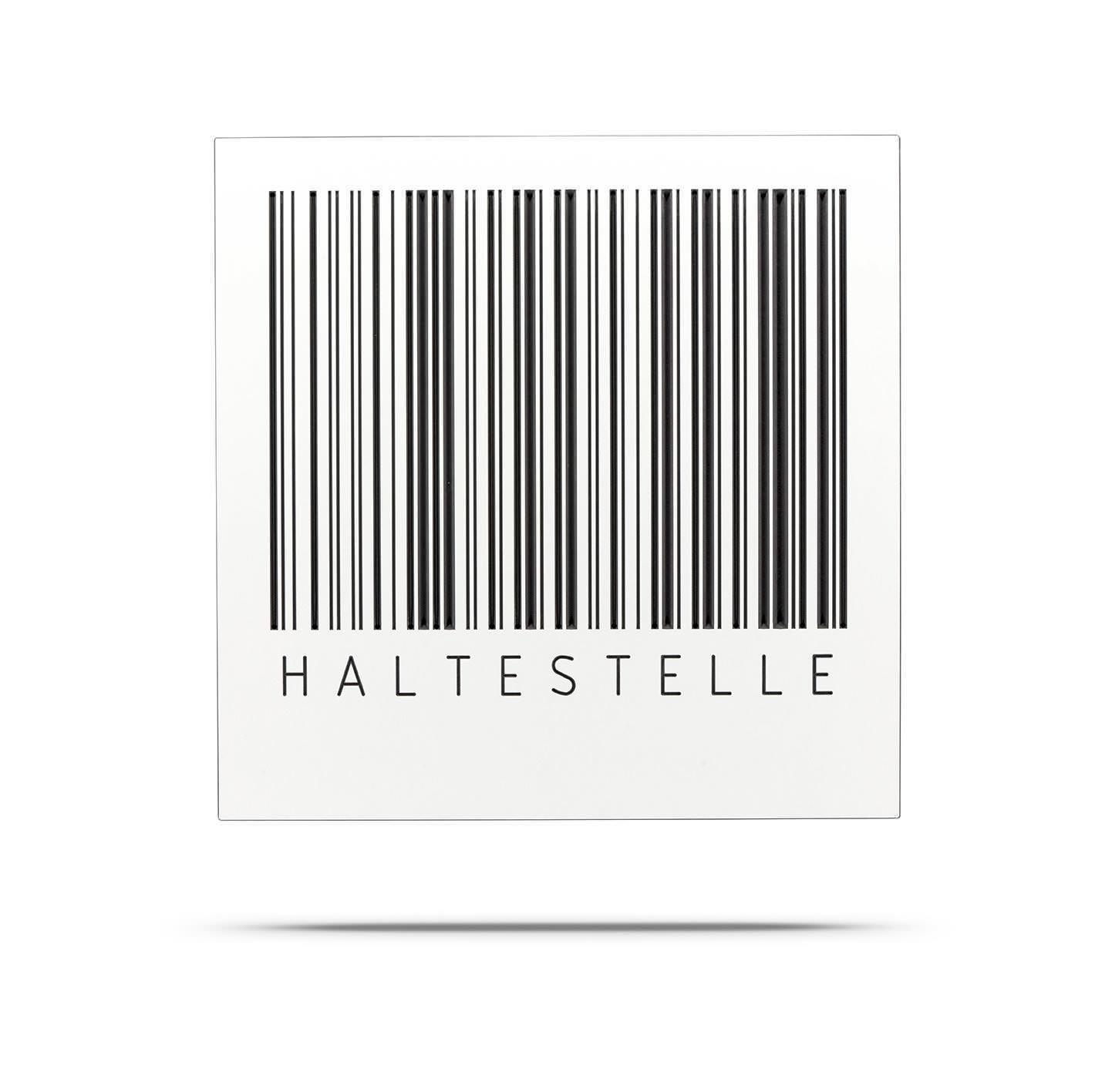 BARCODE Board - Klemmwand HALTESTELLE, MDF mit Rundgummis 50x50 cm