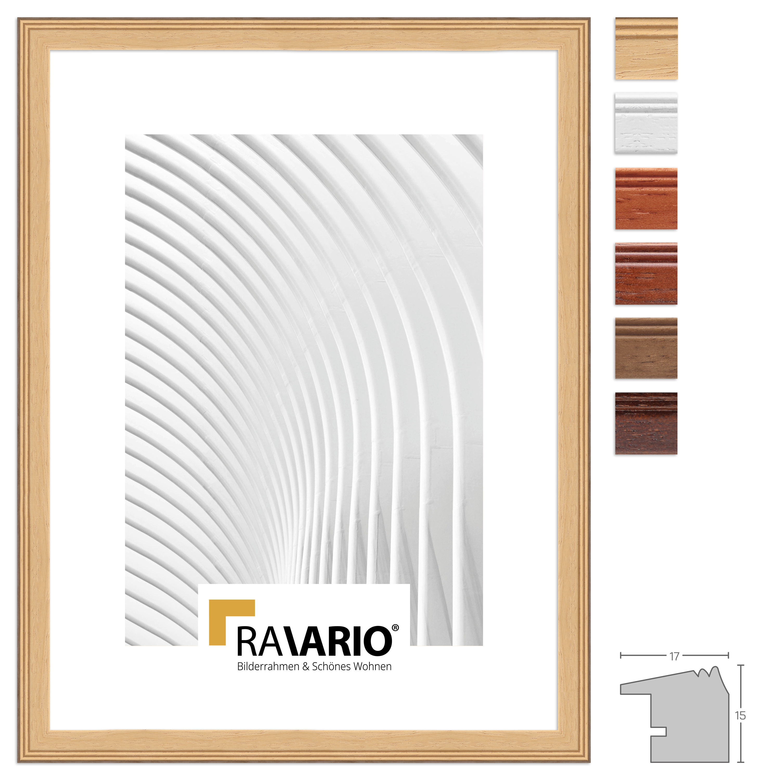RAVARIO® Bilderrahmen nach Maß RA-H320 Massivholz – Klassischer Holzrahmen
