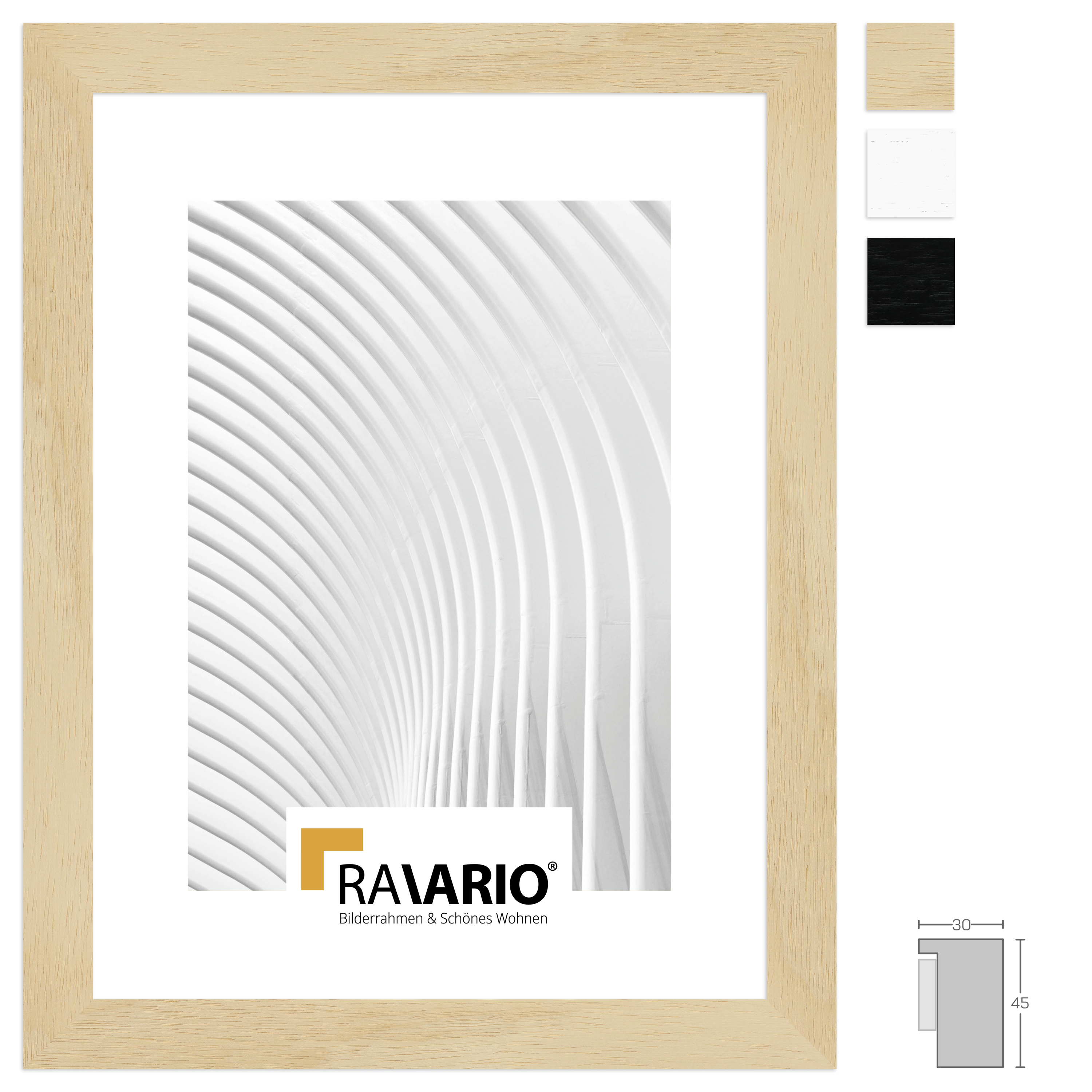 RAVARIO® Objektrahmen RA-H975 Massivholz - Mit 2 cm Distanzleiste