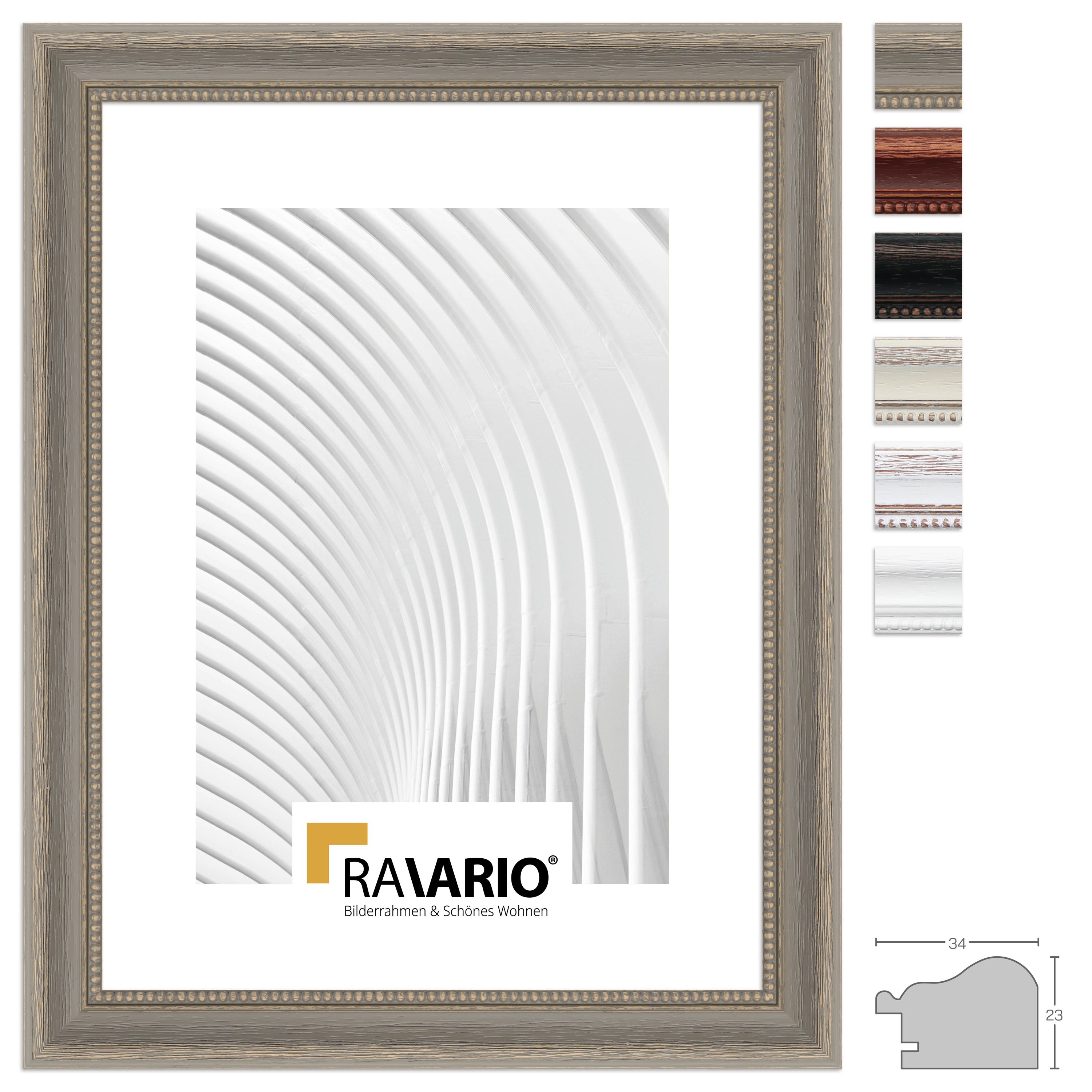 RAVARIO® Bilderrahmen nach Maß RA-H390 Massivholz – Landhausstil Holzrahmen