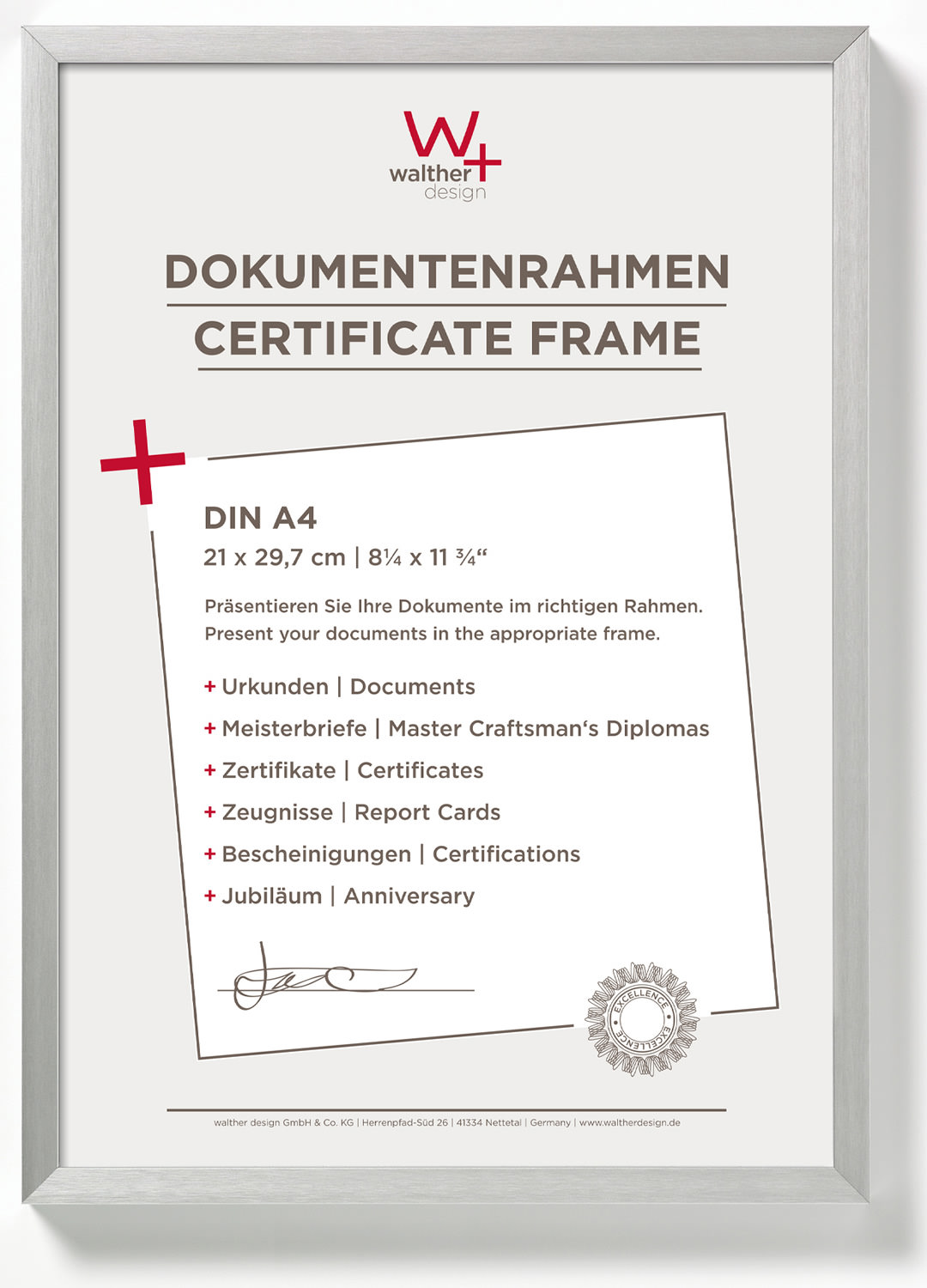 Alurahmen Chair - matt gebürstet für Urkunden