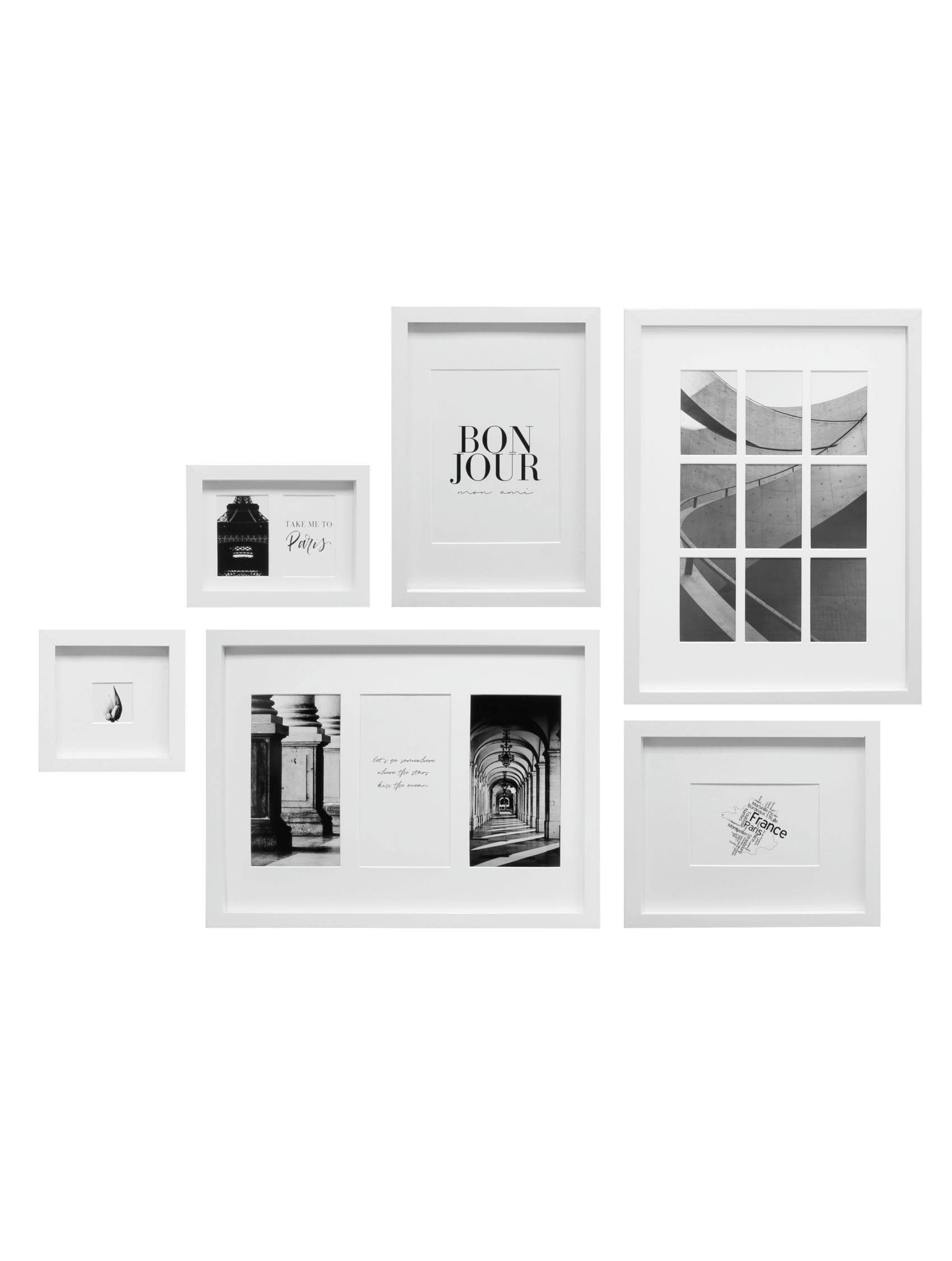 Bilderwand für 6 Bilder in weiss