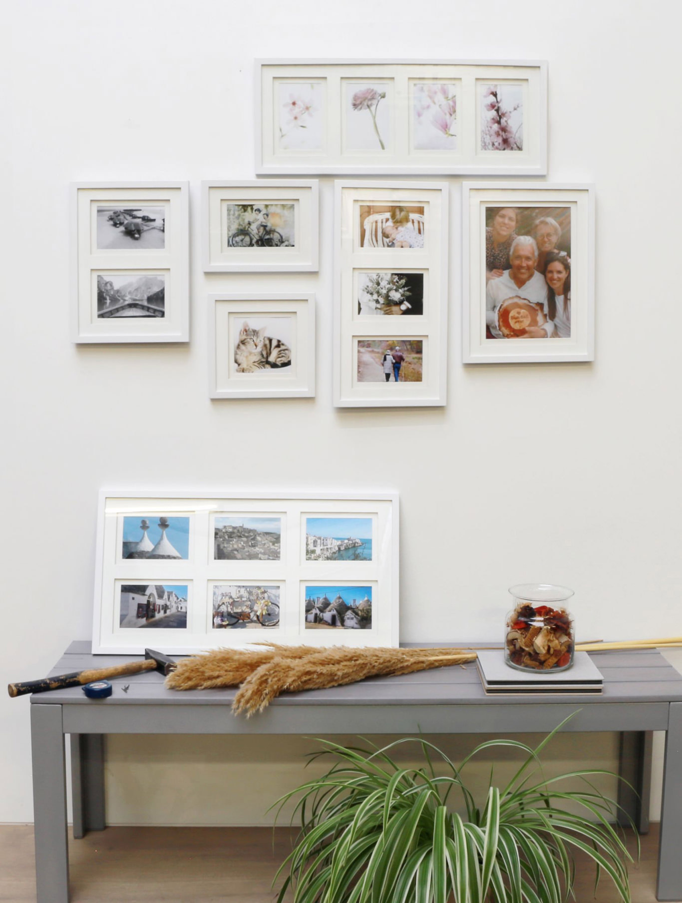 Holz Galerierahmen für 6 Fotos in weiß