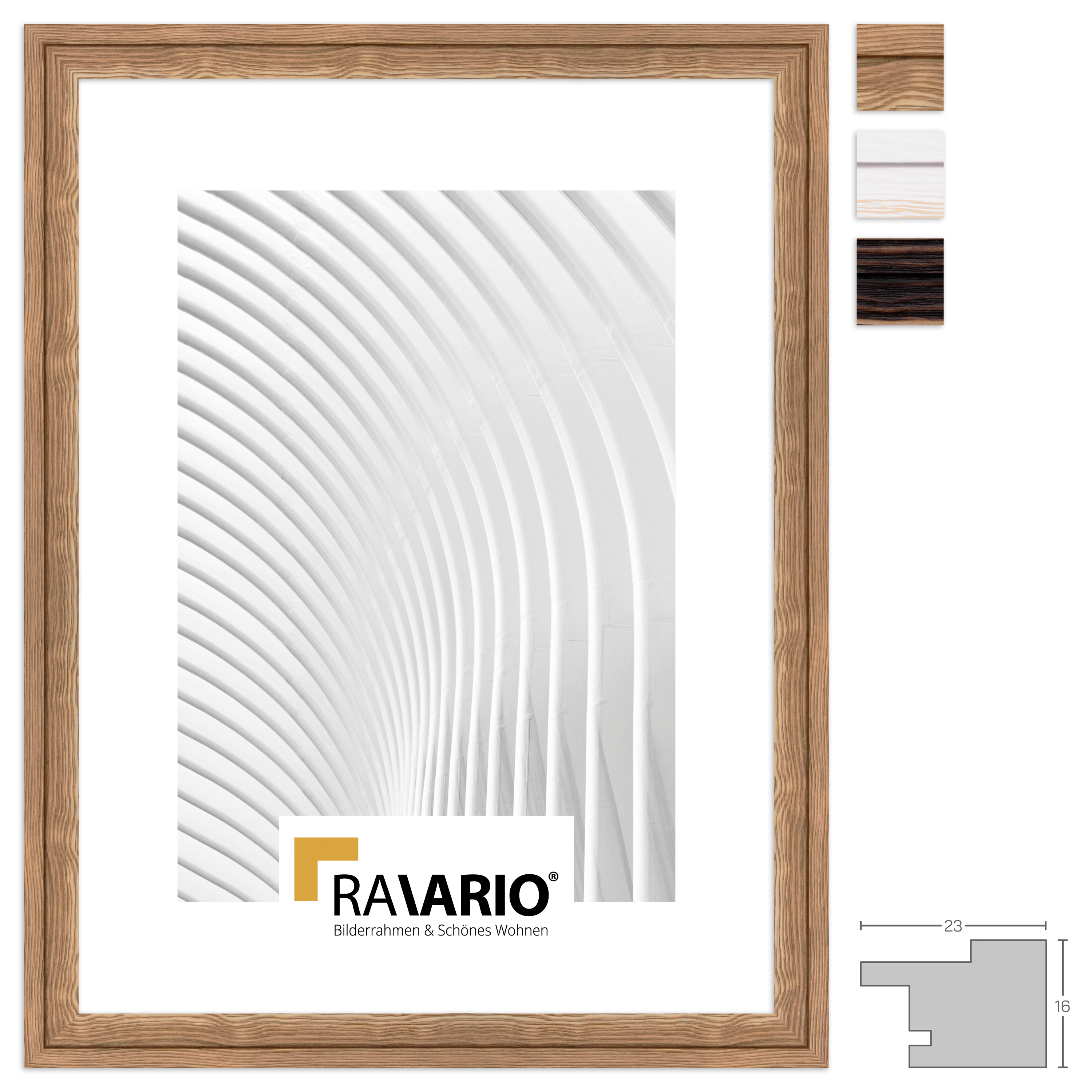 RAVARIO® Bilderrahmen RA-H025 Massivholz - Landhausrahmen in Naturtönen