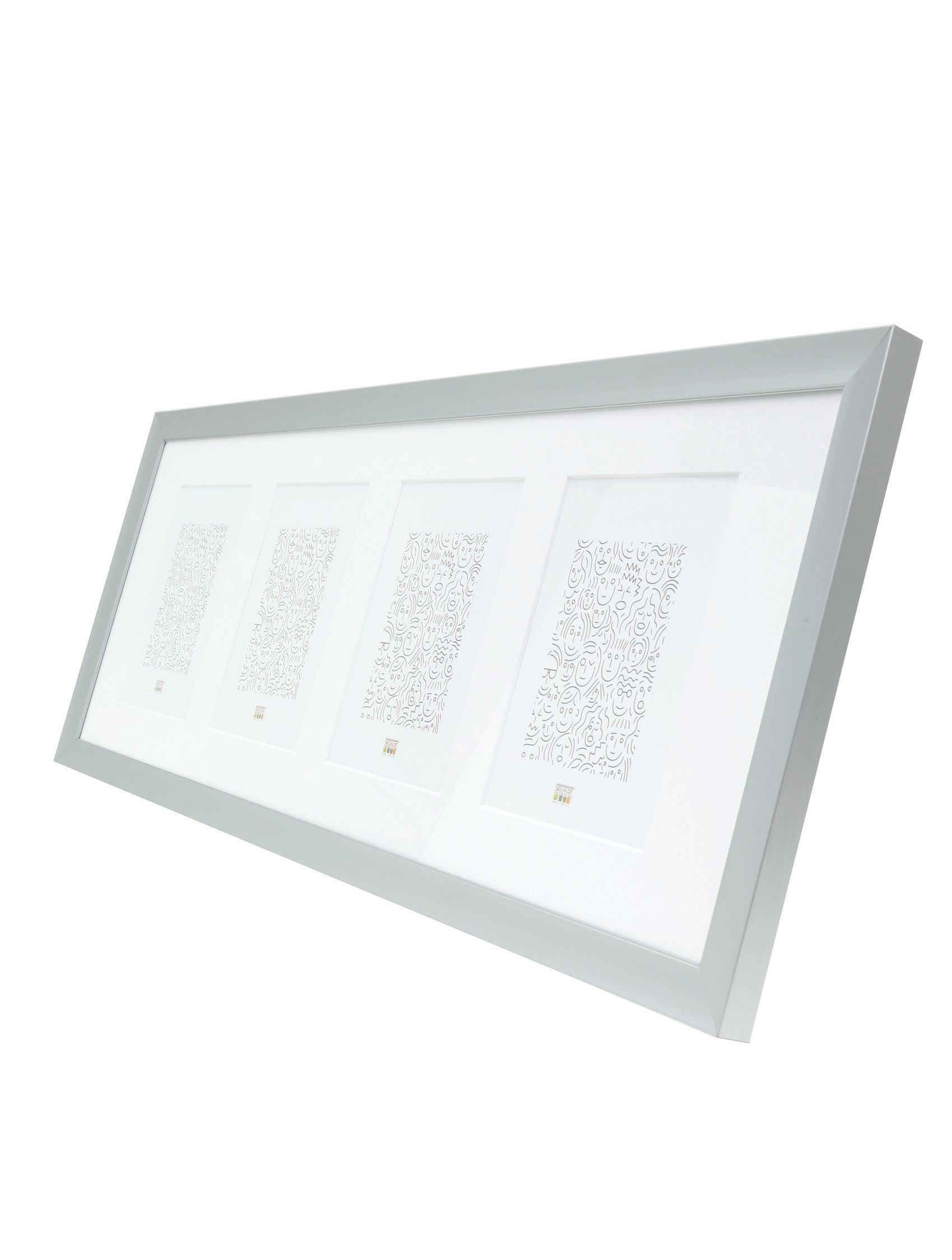 Aluminium Galerierahmen Silber für 4 Bilder inkl. Passepartout