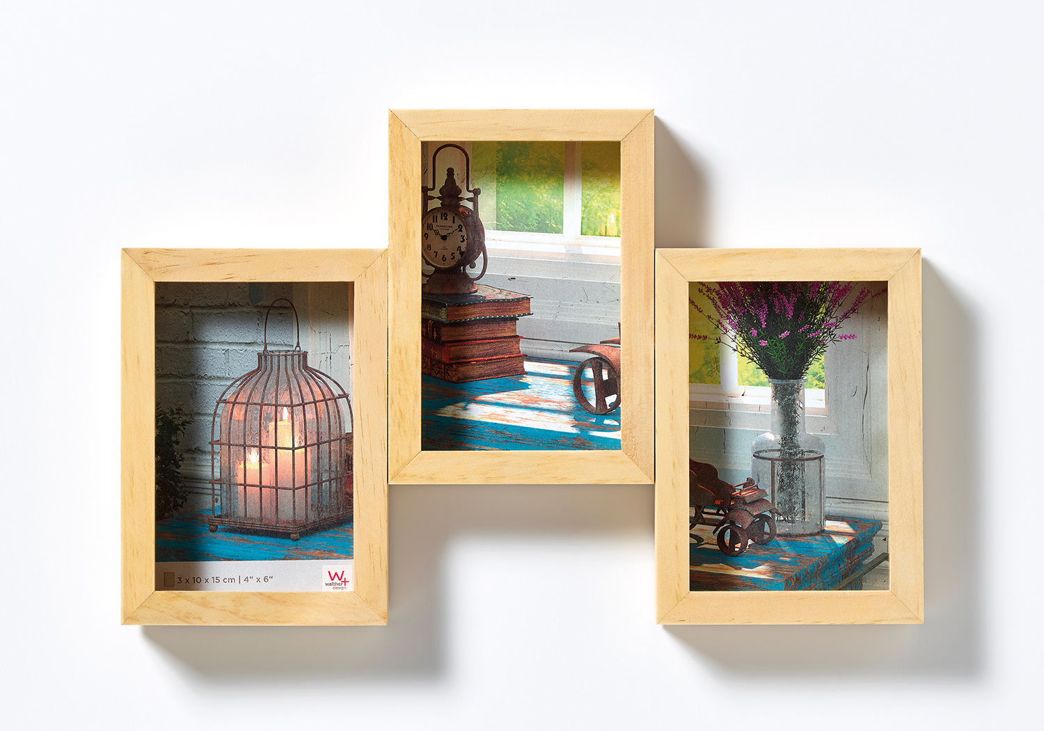 Galerierahmen Rustic für 3 Fotos - natur