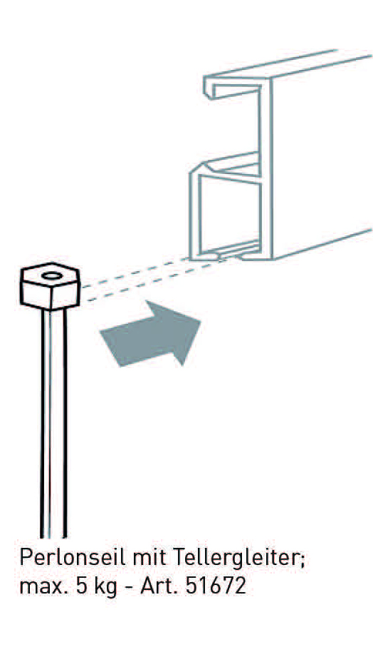 Perlonseil 200 cm mit Tellergleiter PROFI / ECONOMY - 2 Stück