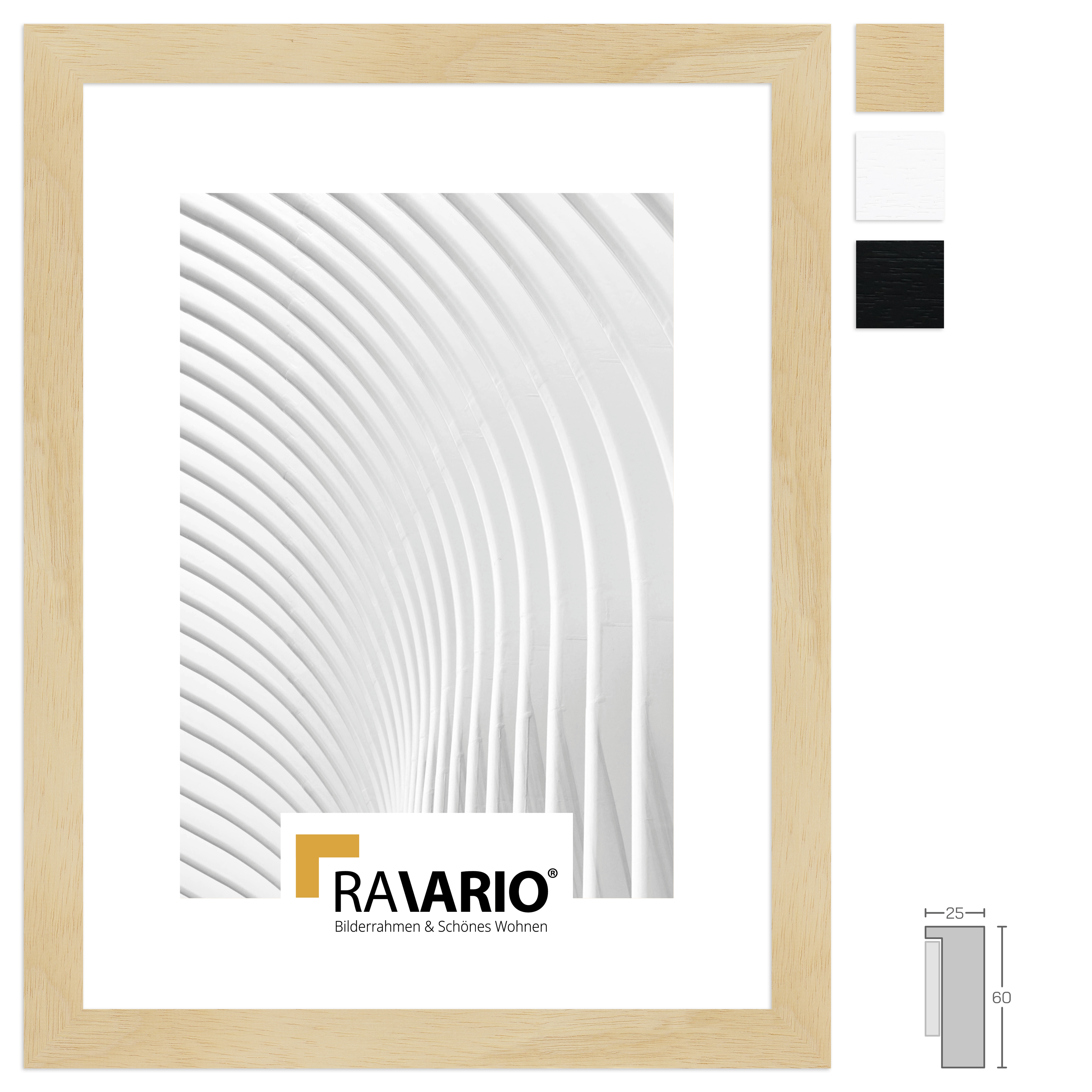RAVARIO® Objektrahmen RA-H985 Massivholz - Mit 4 cm Distanzleiste