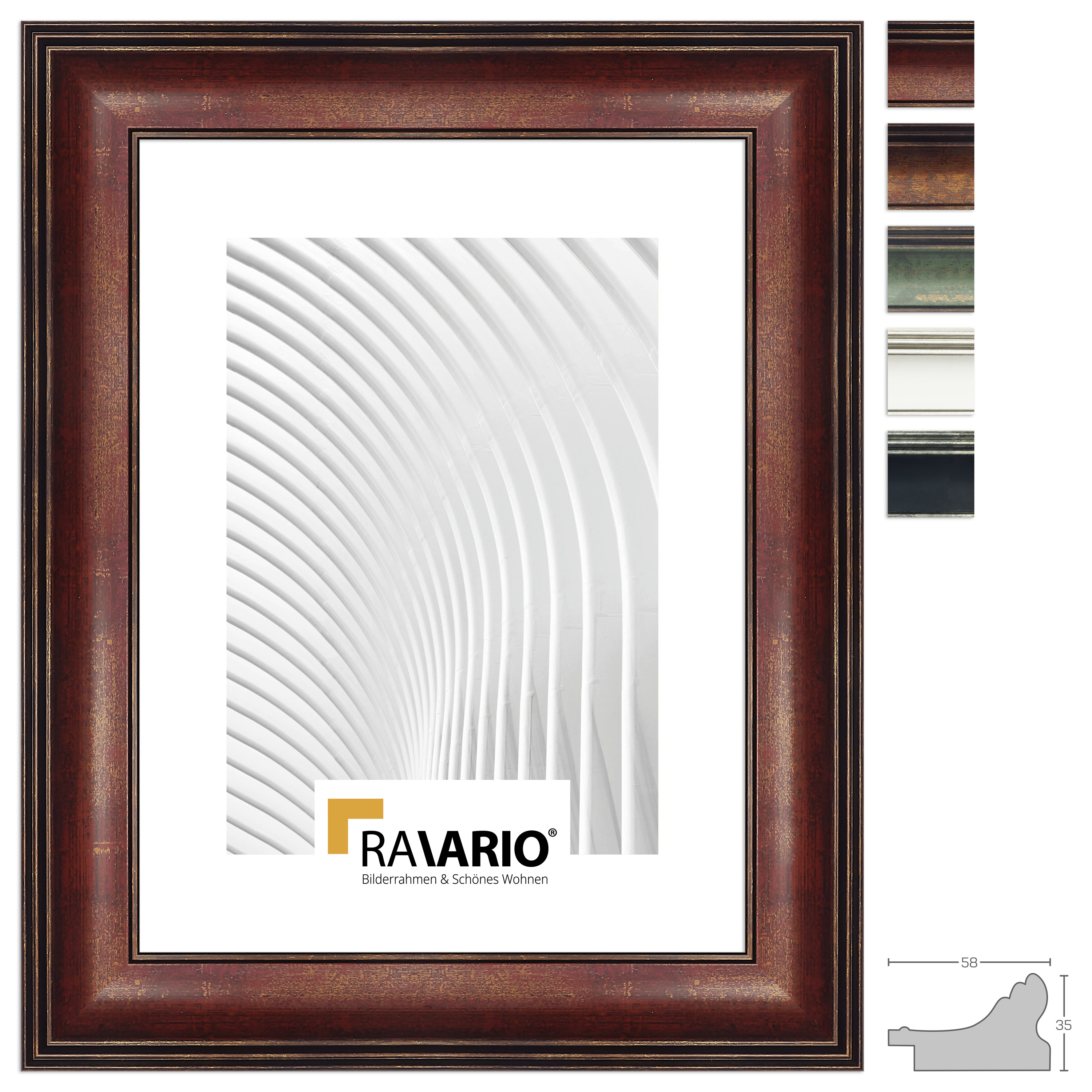 RAVARIO® Kunststoff Bilderrahmen nach Maß RA-H235 antik
