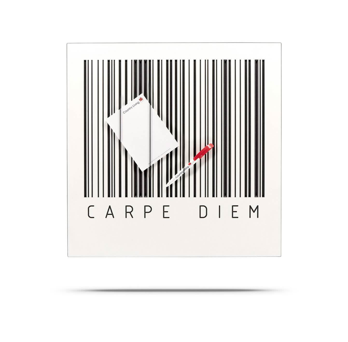 BARCODE Board - Klemmwand CARPE DIEM, MDF mit Rundgummis 50x50 cm