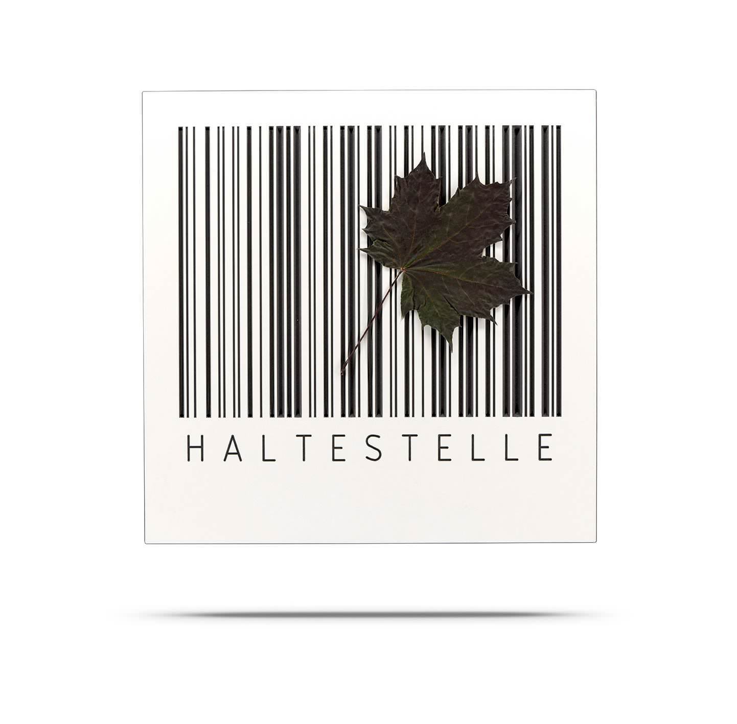 BARCODE Board - Klemmwand HALTESTELLE, MDF mit Rundgummis 50x50 cm