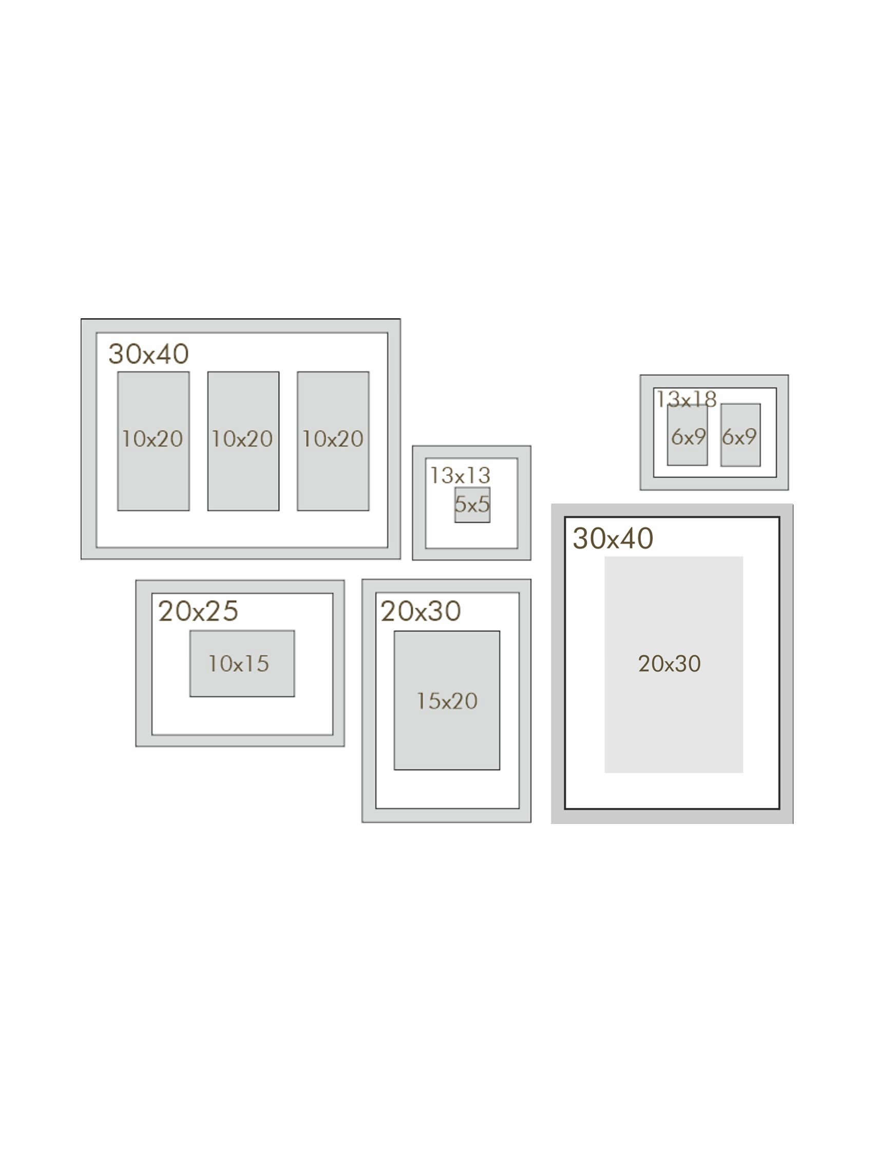 Bilderwand für 6 Bilder in schwarz