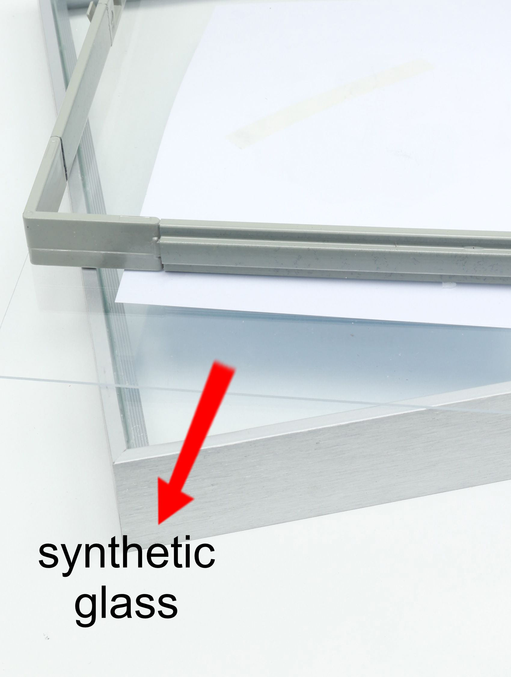 Glas Bilderrahmen mit Aluleiste - silber
