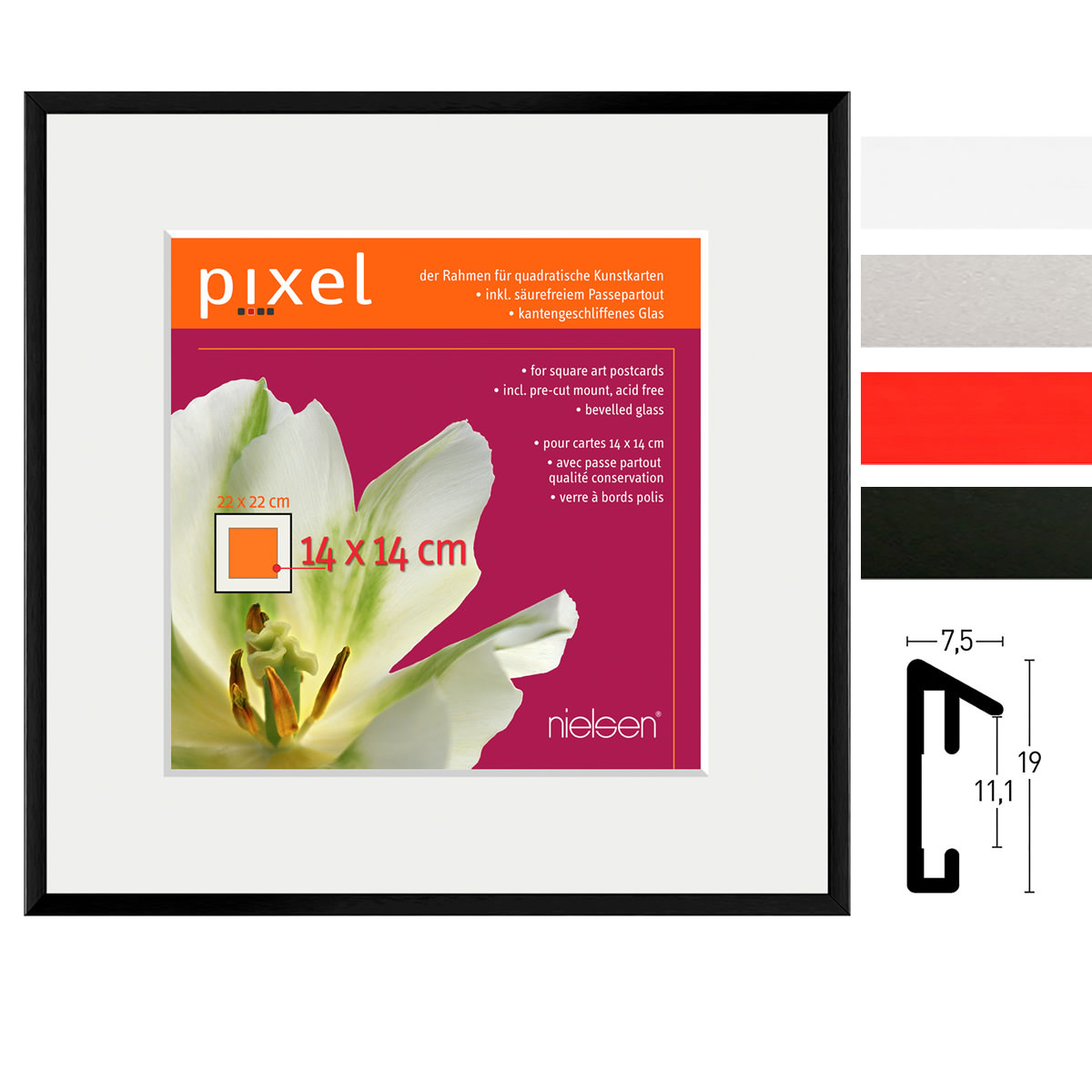 Alurahmen Pixel quadratisch inkl. Passepartout