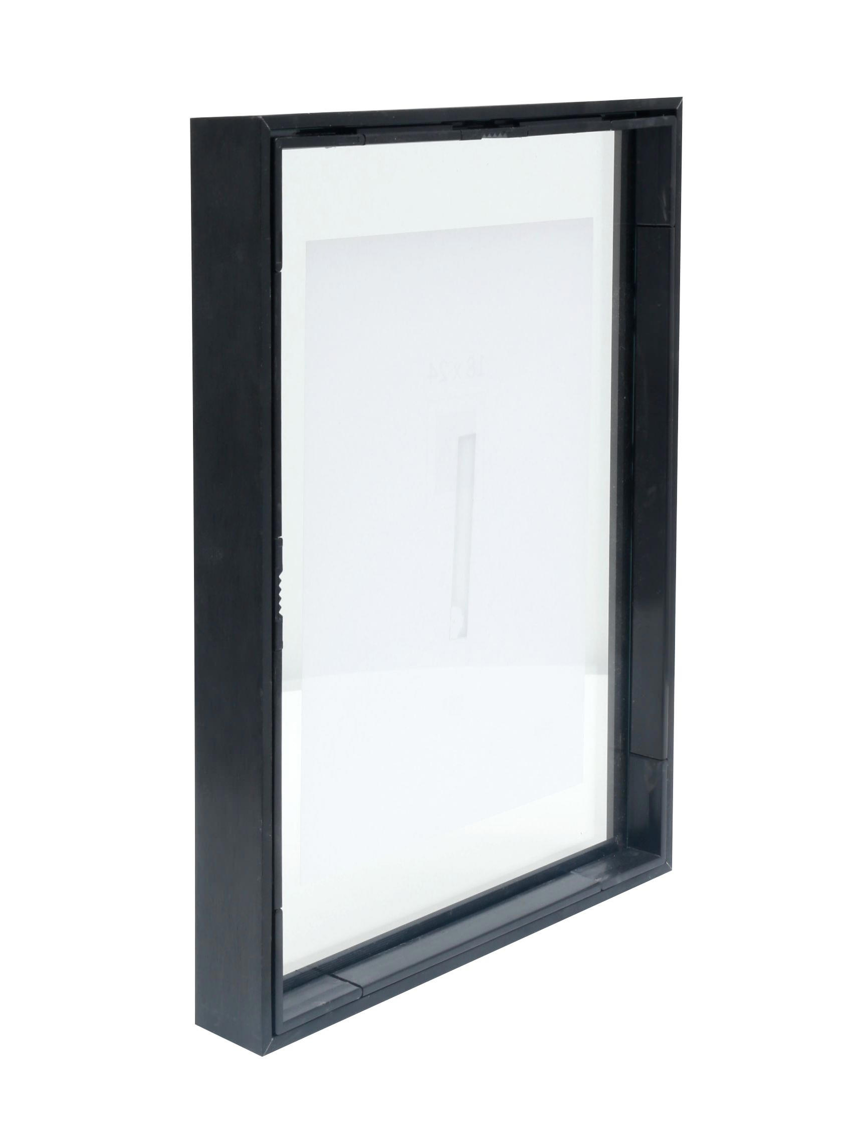 Glas Bilderrahmen mit Aluleiste - schwarz