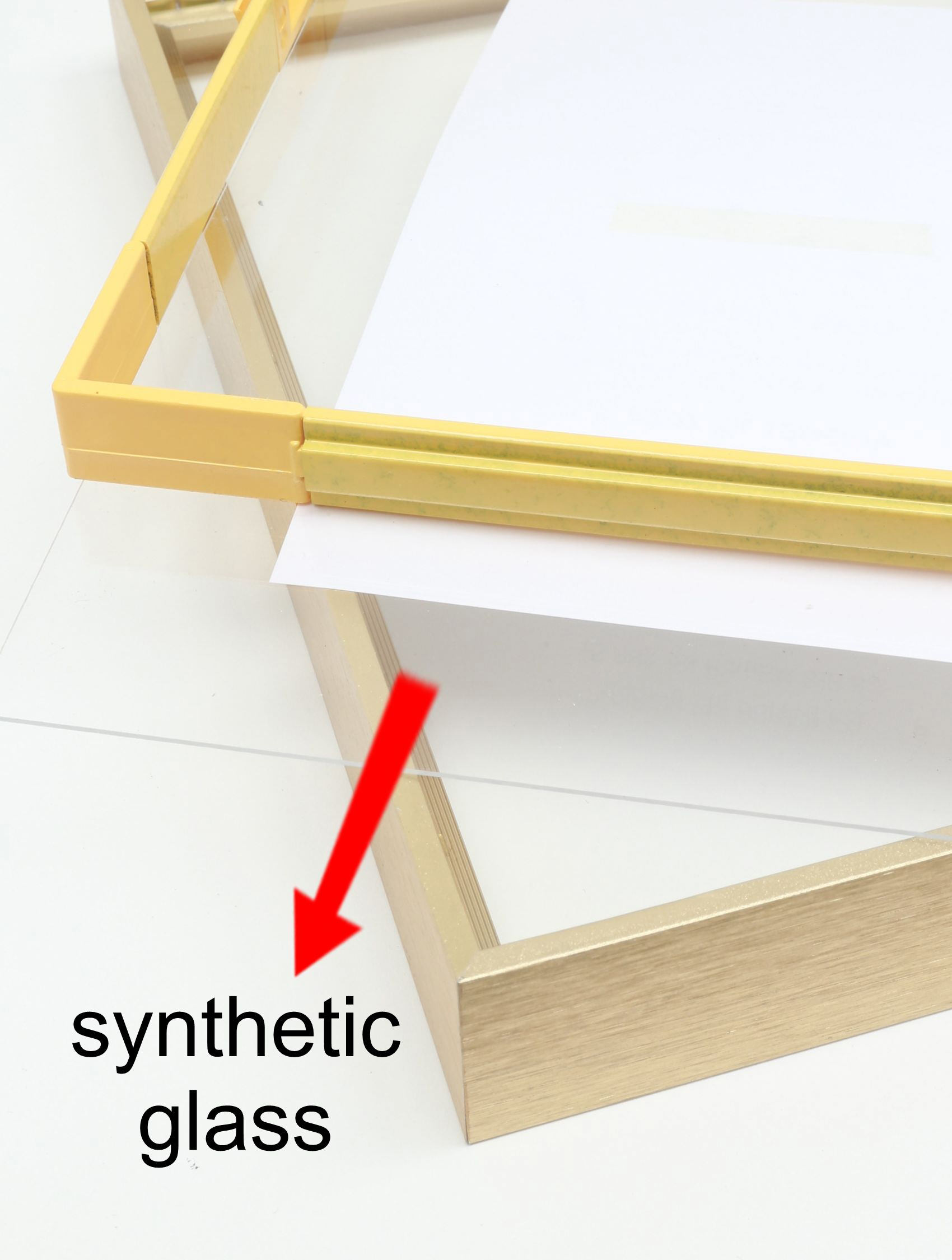 Glas Bilderrahmen mit Aluleiste - gold
