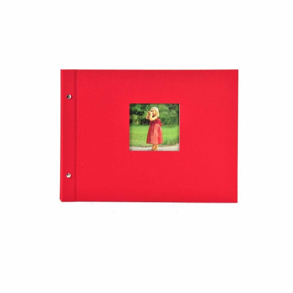 Schraubalbum rot mit schwarzen Seiten