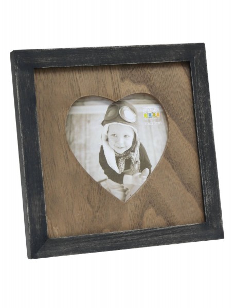 Holz Bilderrahmen Idillio mit Herz-Ausschnitt schwarz