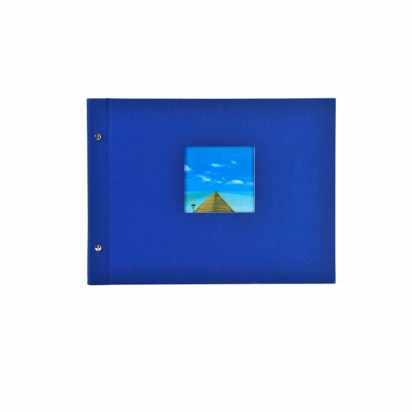 Schraubalbum blau mit schwarzen Seiten