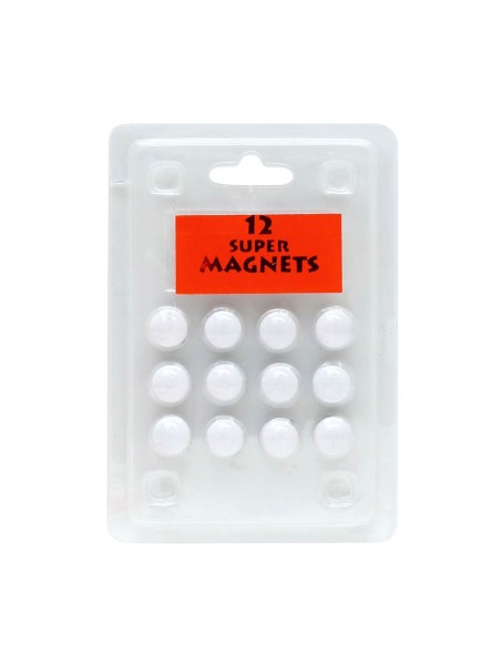 12 kleine Magnete rund / weiß